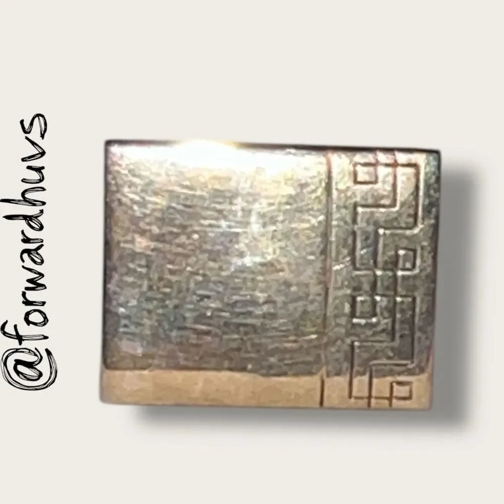 Swank Gold Tone Cufflinks – 3/4” Rectangular with Geometric Engraving